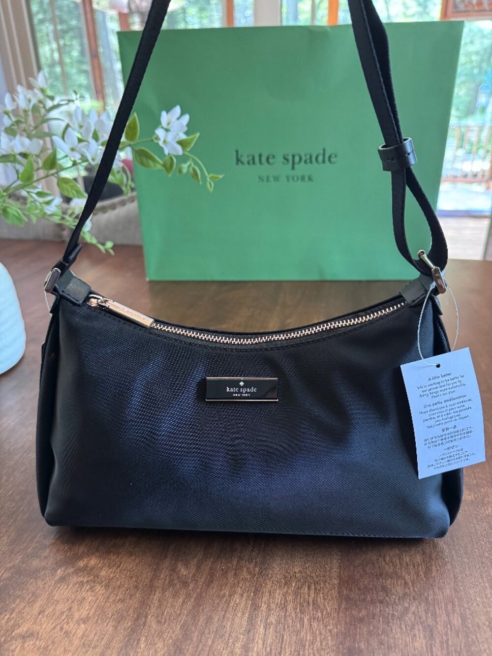 NEW Kate Spade Carter Nylon Shoulder Bag Black KL967 Cute!